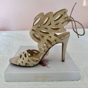 Gold Sparkly Dressy Heels WORN ONCE